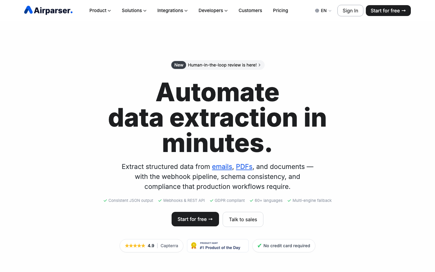 Airparser screenshot