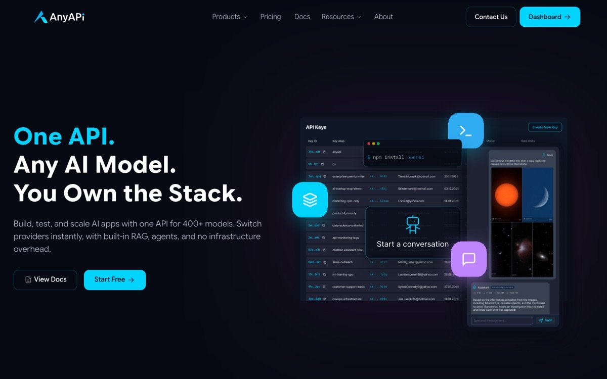 Anyapi homepage