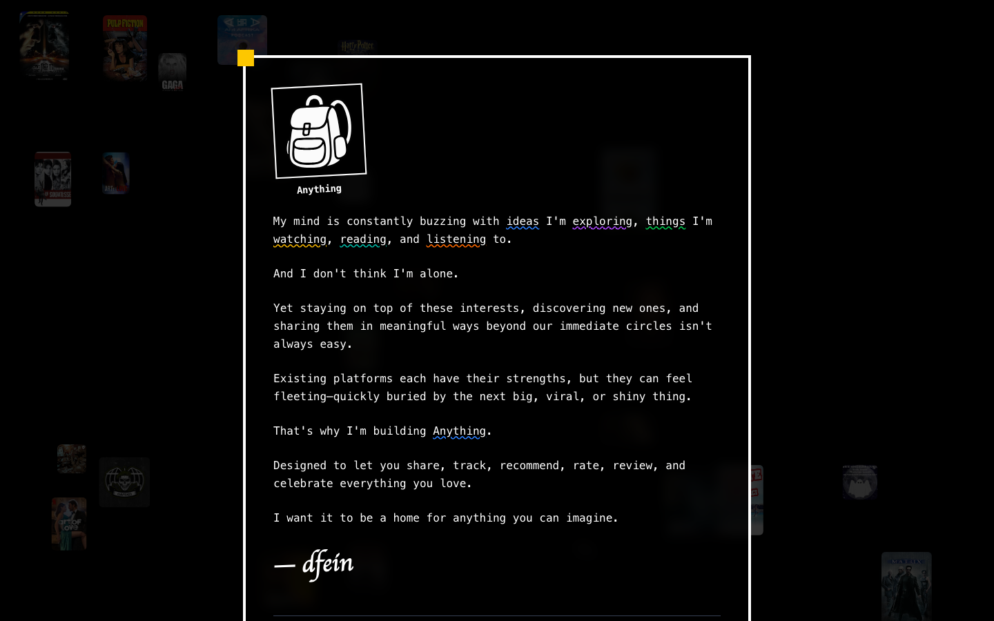 Anything homepage