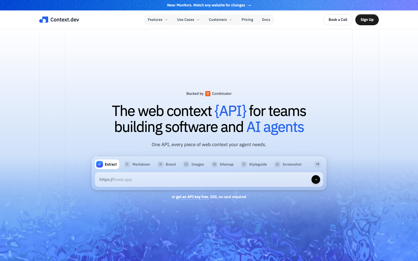 Context.dev homepage