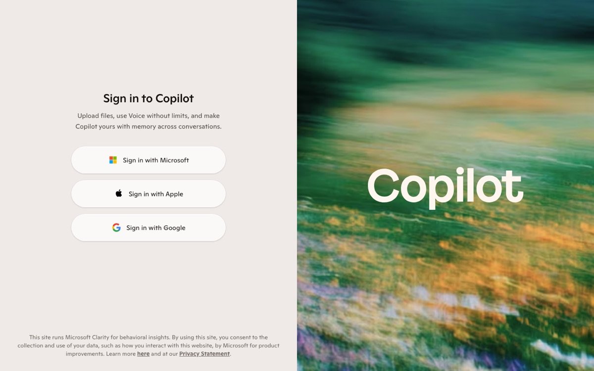 Copilot homepage