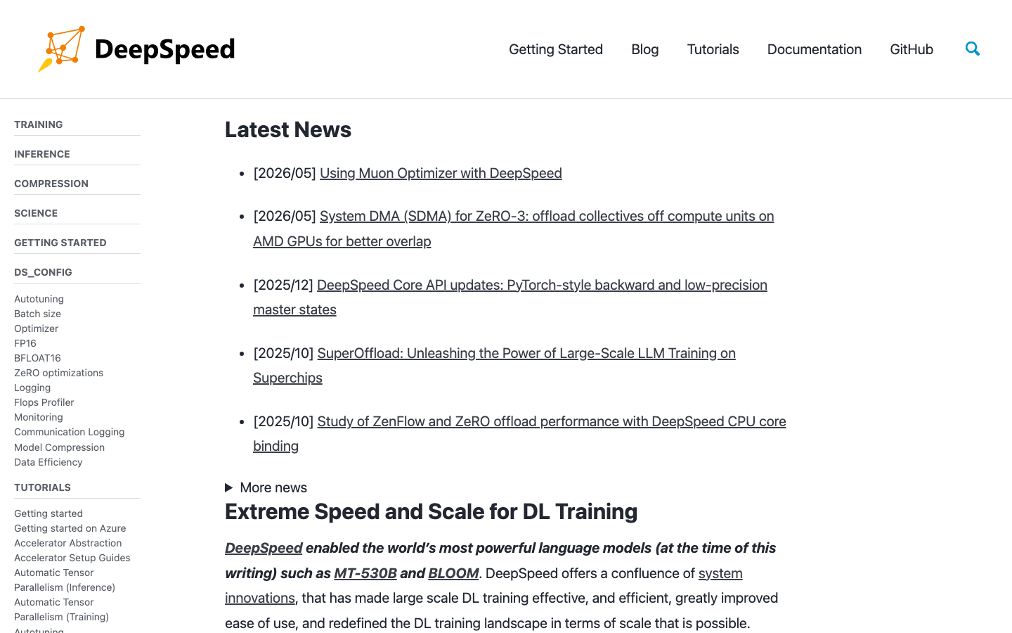 DeepSpeed homepage