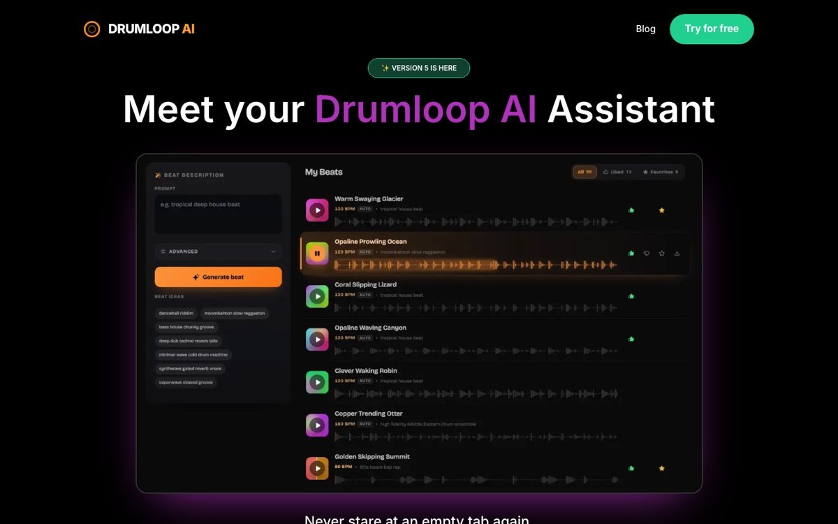 Drumloop Ai homepage
