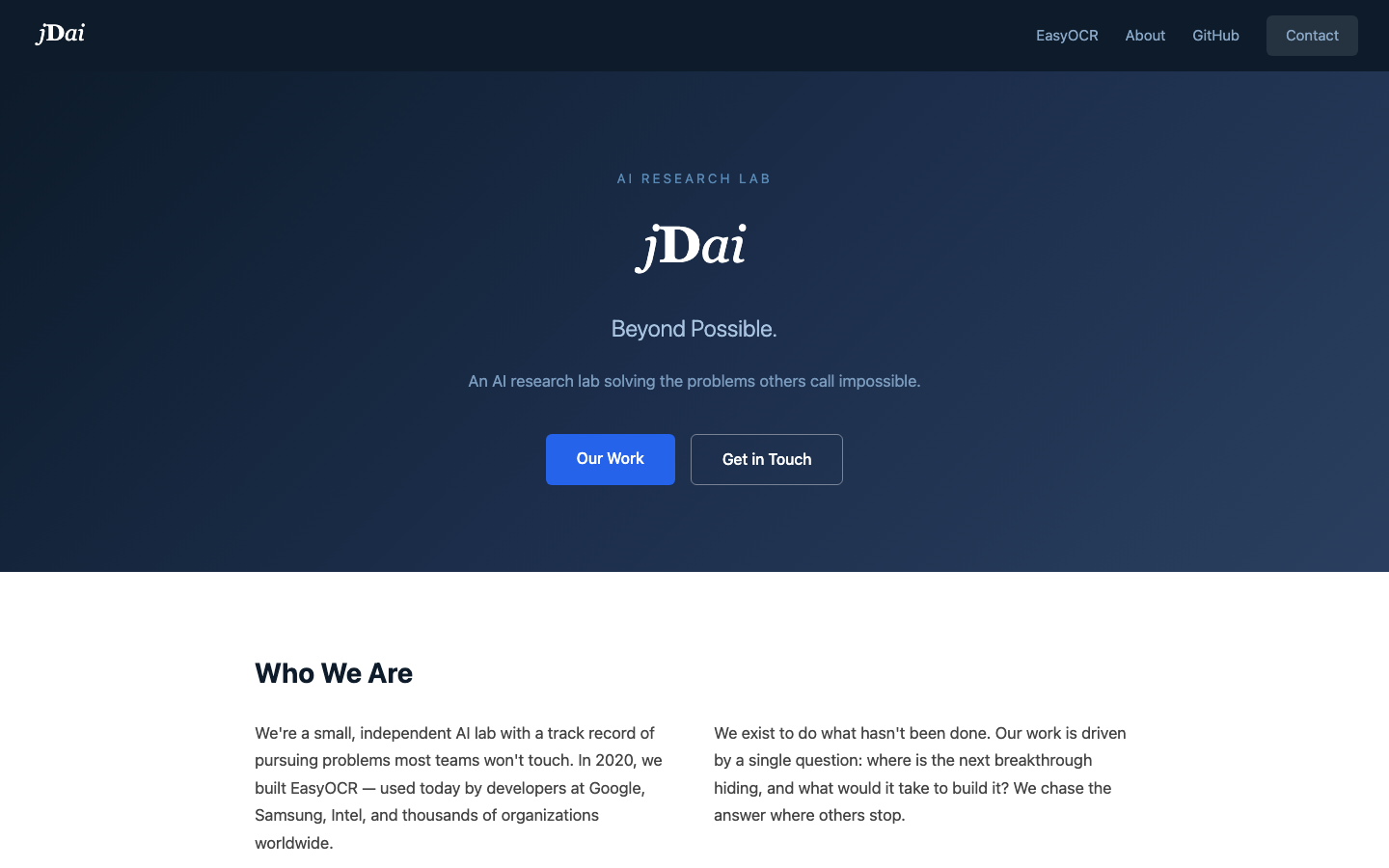 EasyOCR homepage