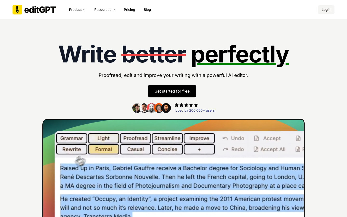Editgpt screenshot