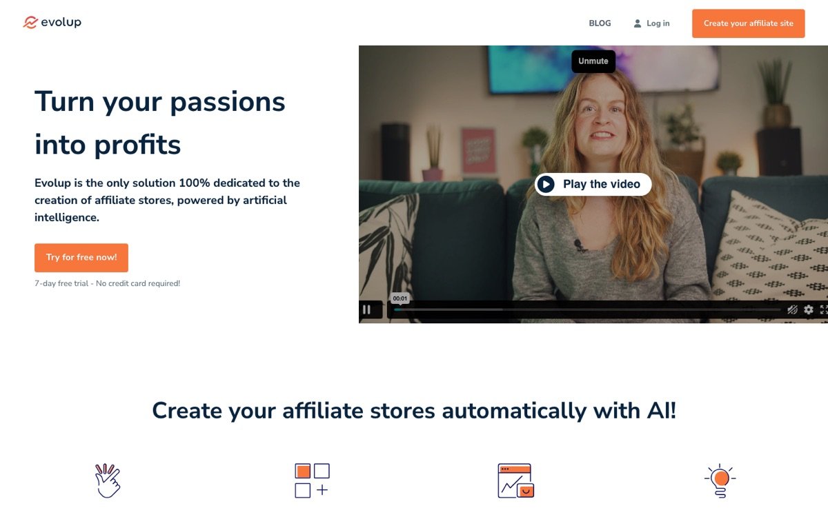 Evolup homepage