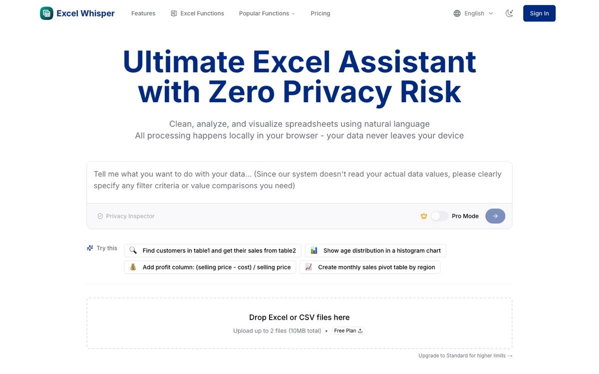 Excel Whisper homepage