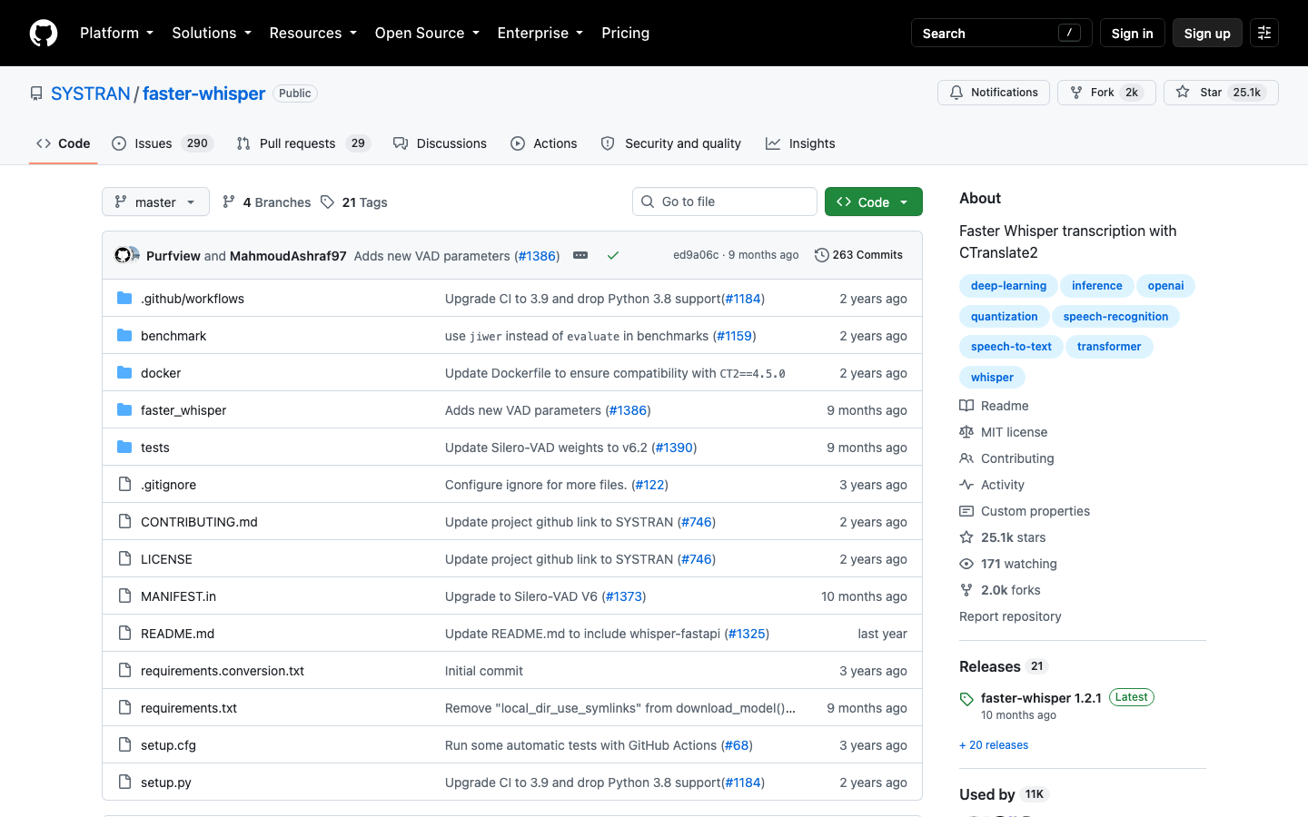 faster-whisper homepage