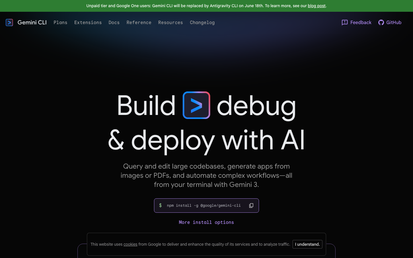 Gemini CLI homepage