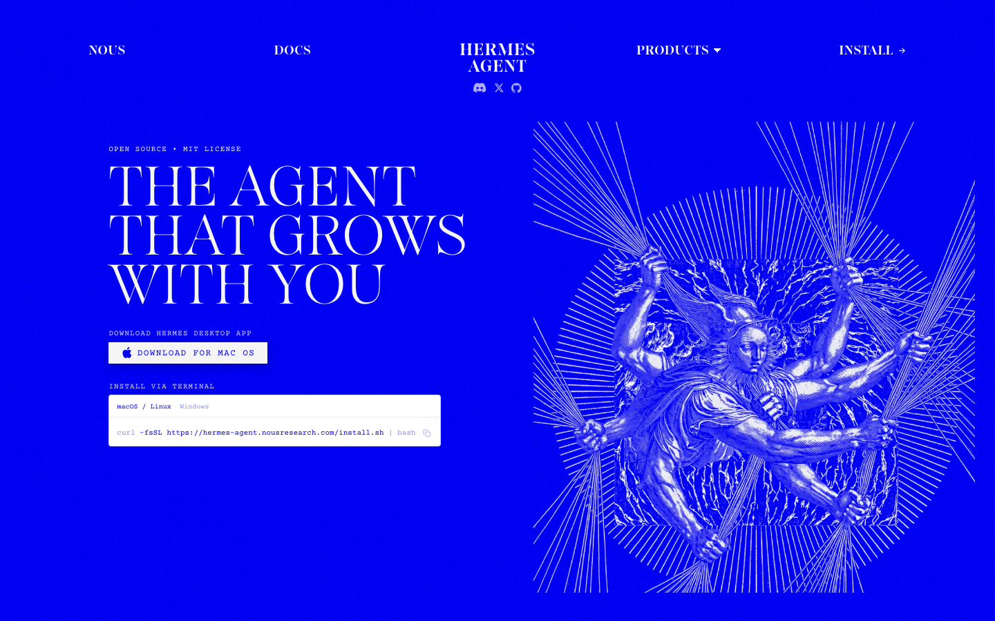 Hermes Agent homepage