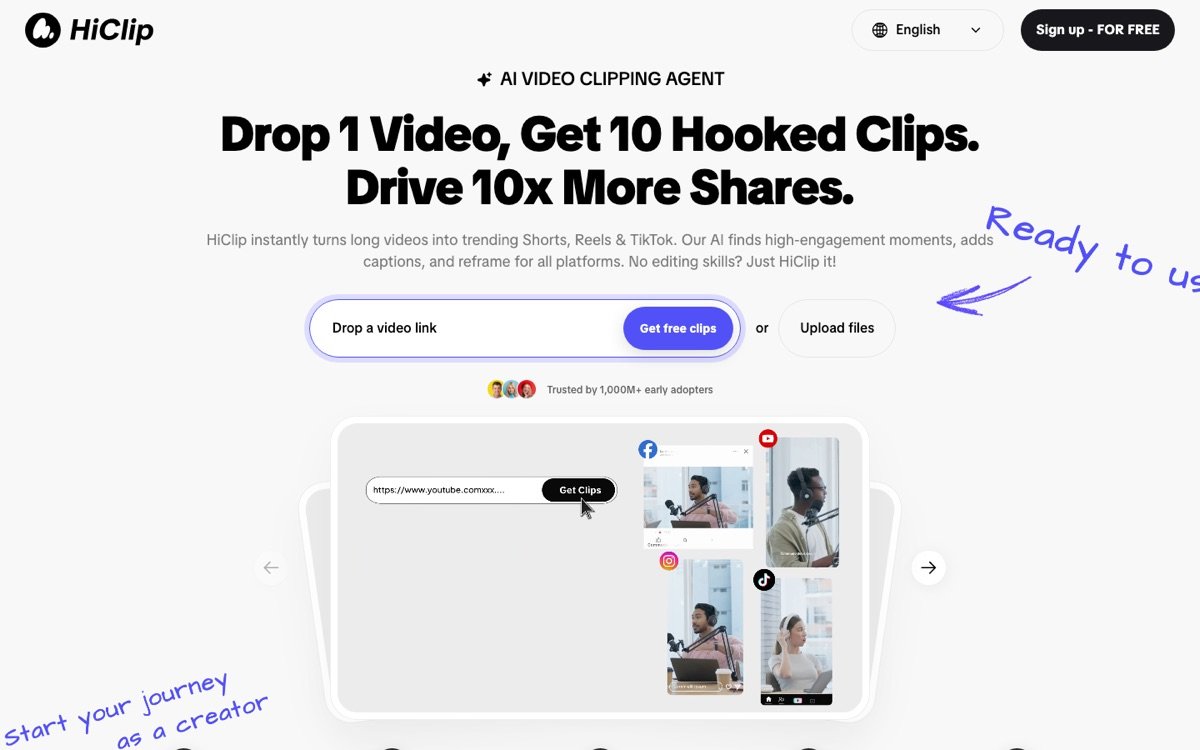 Hiclip homepage
