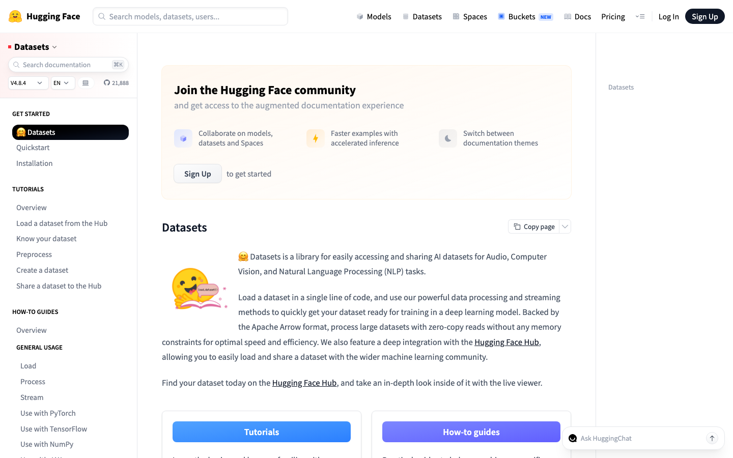 Hugging Face Datasets screenshot