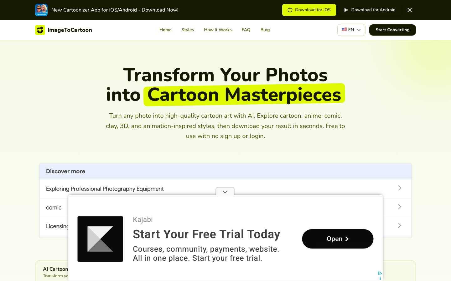 Imagetocartoon screenshot