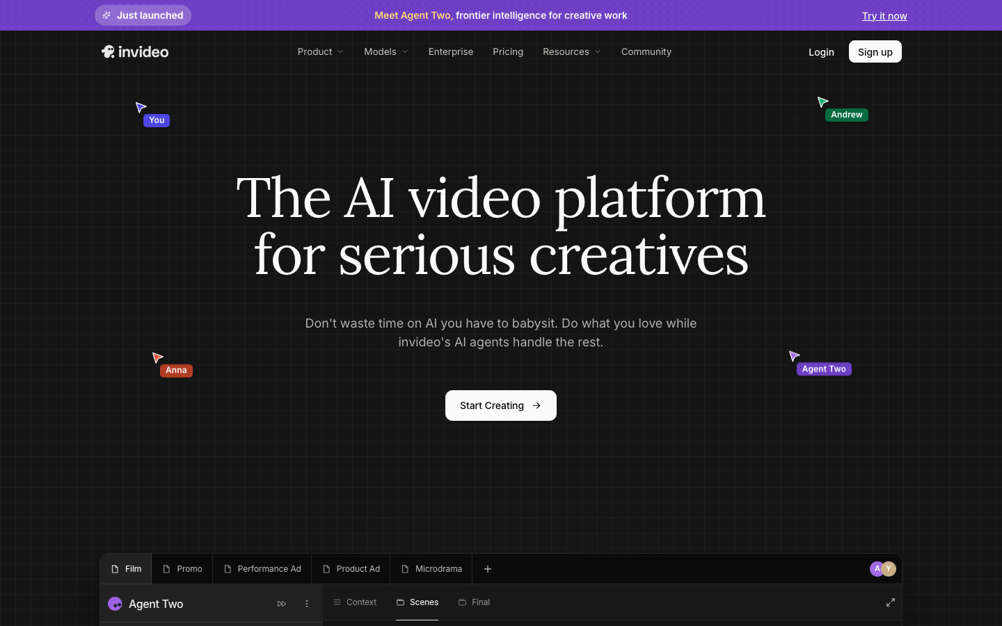 InVideo homepage