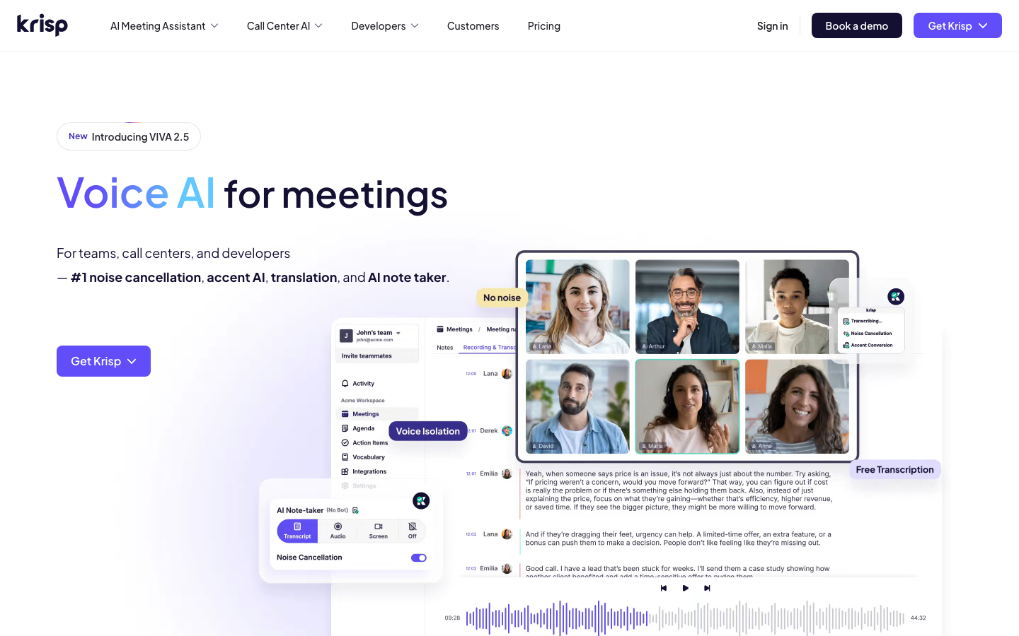 Krisp homepage