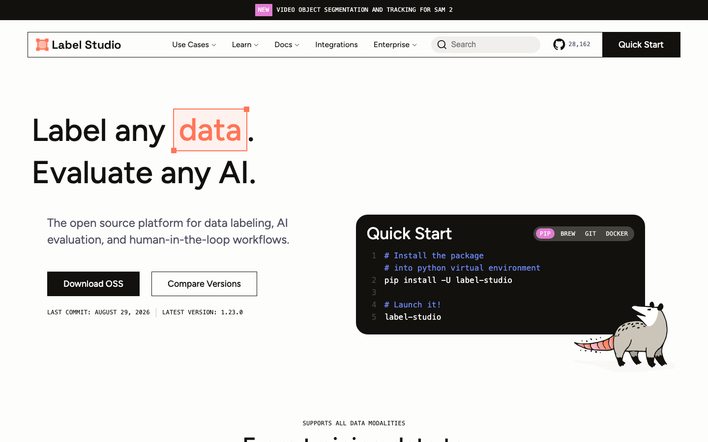 Label Studio homepage