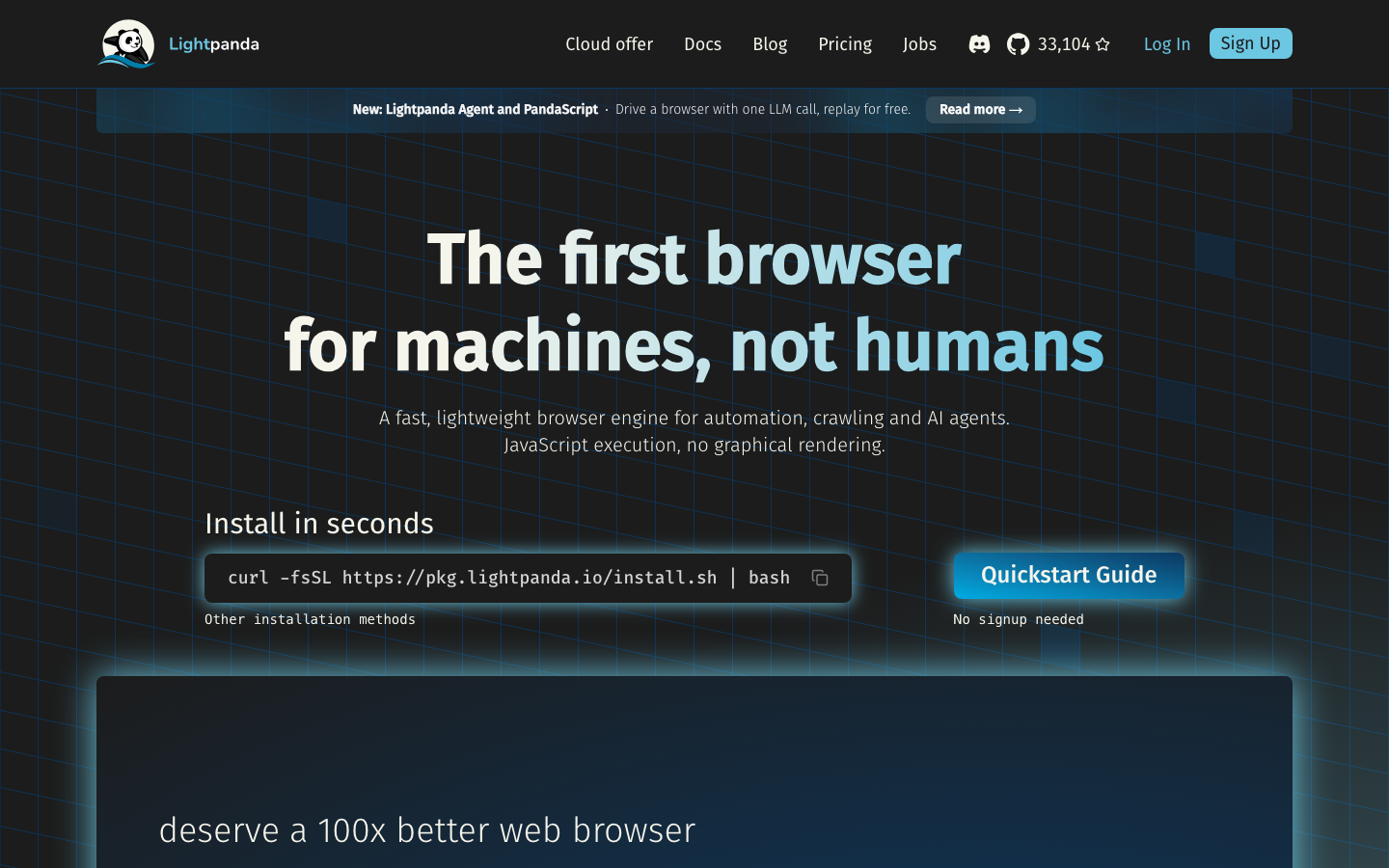 Lightpanda homepage