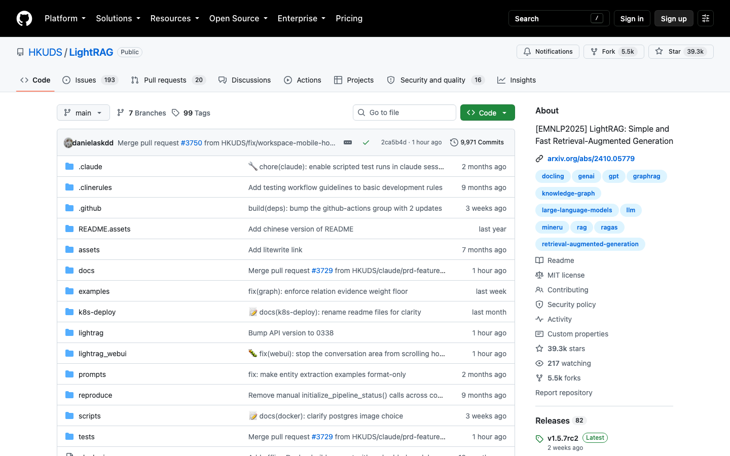 LightRAG homepage