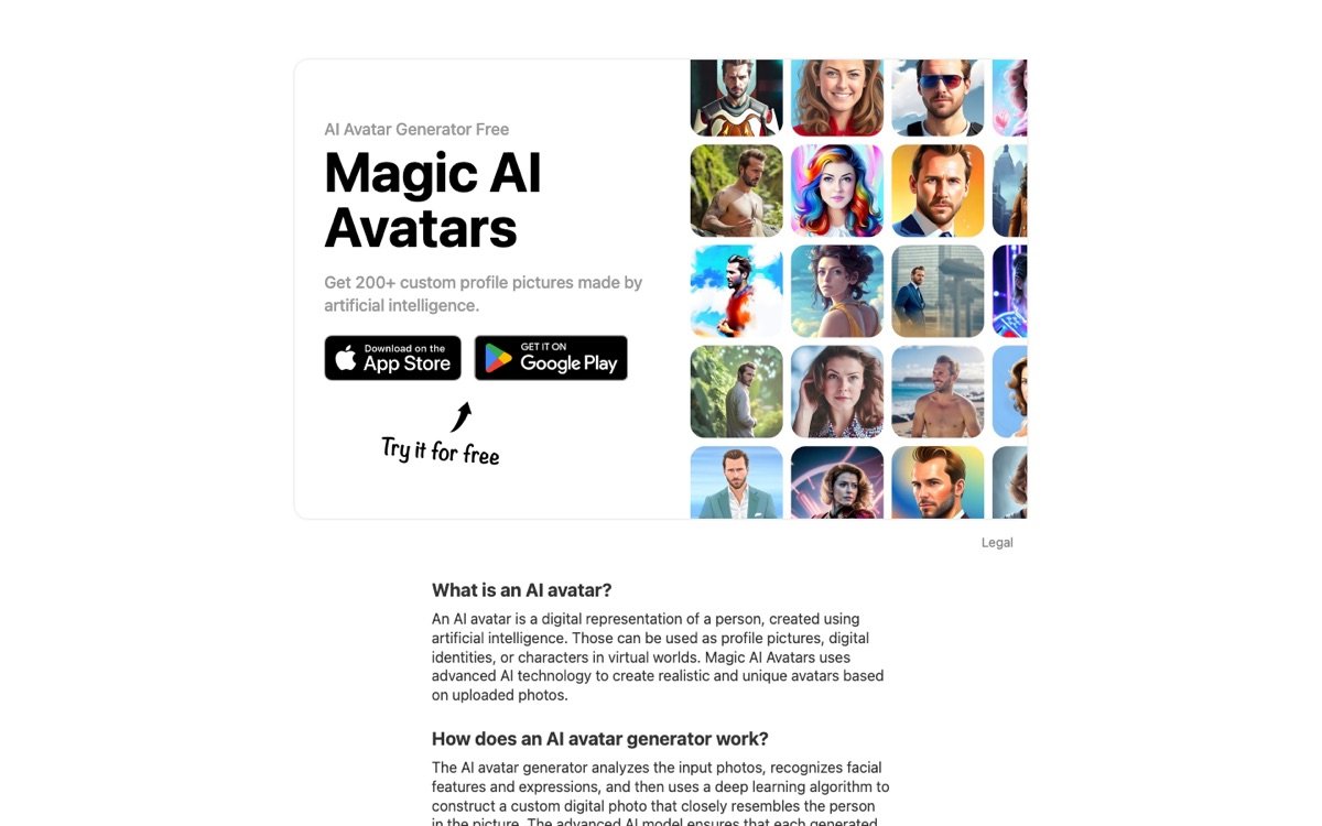Magic Ai Avatars homepage