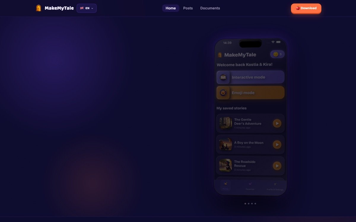 Makemytale homepage