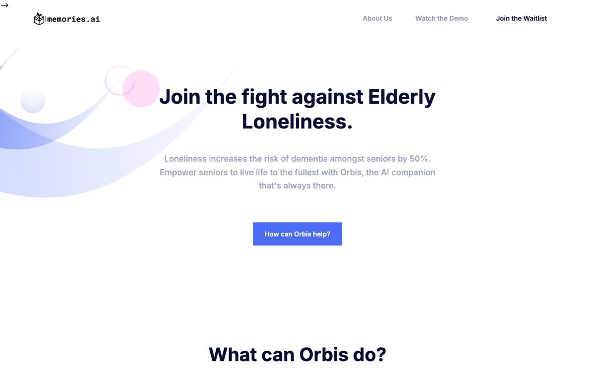 Memories Ai homepage