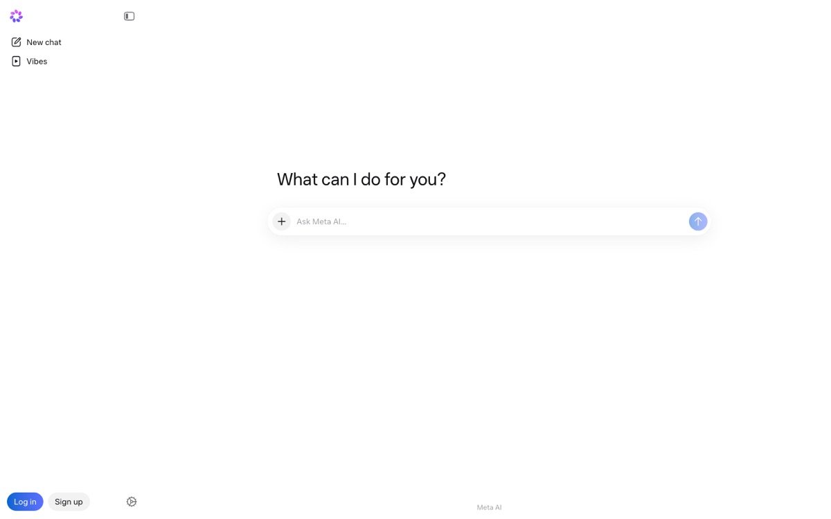 Meta AI homepage