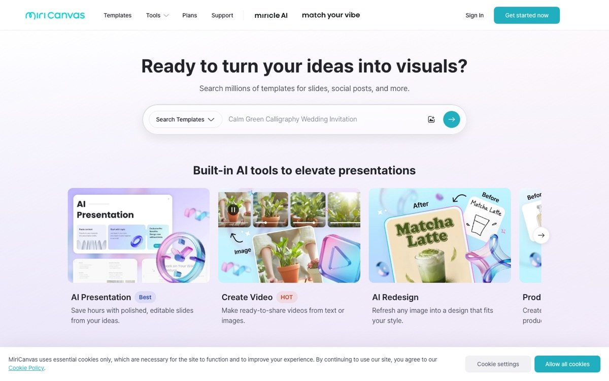 Miricanvas homepage