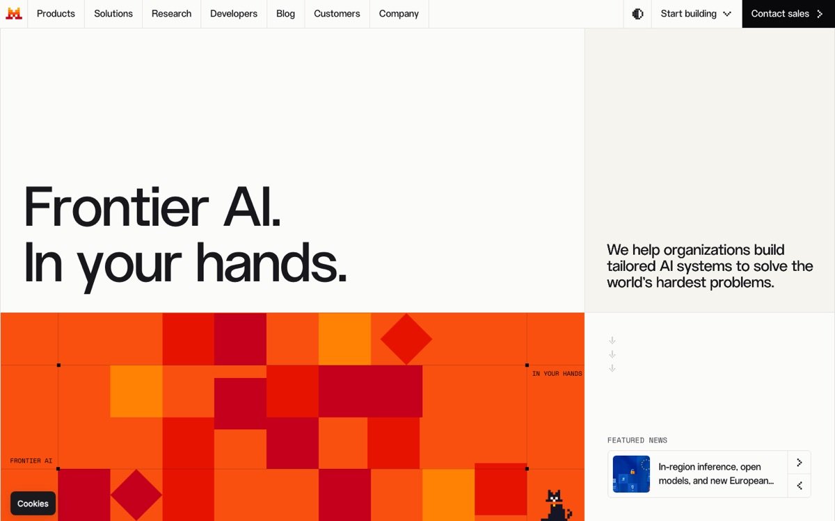 Mistral AI homepage