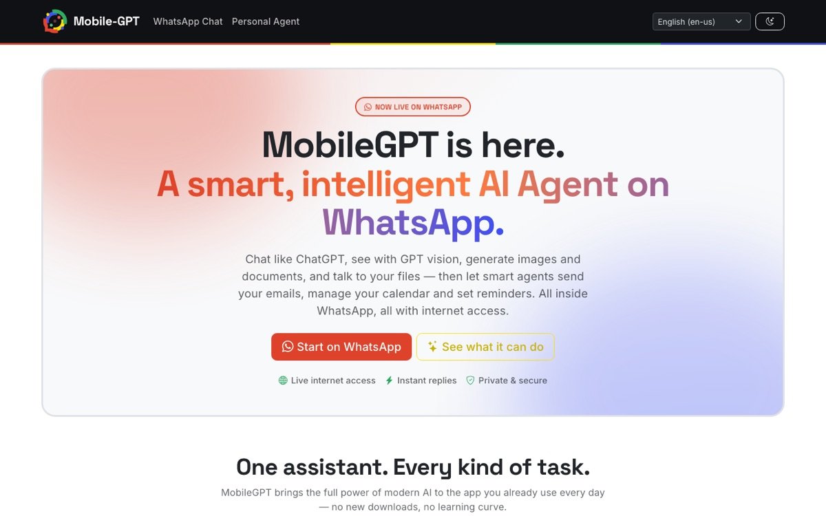 Mobile Gpt homepage