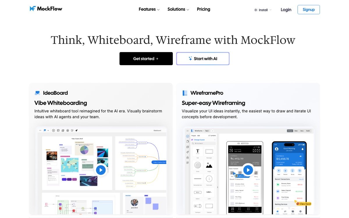 Mockflow homepage
