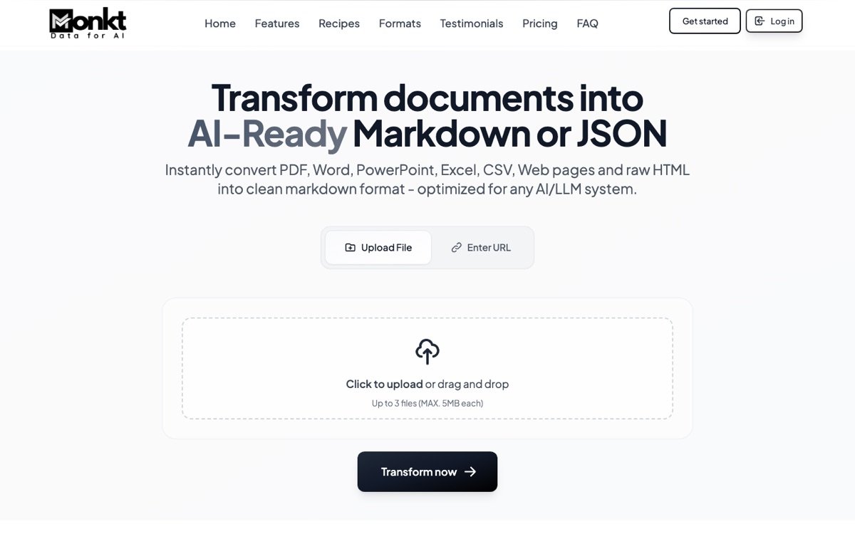 Monkt homepage