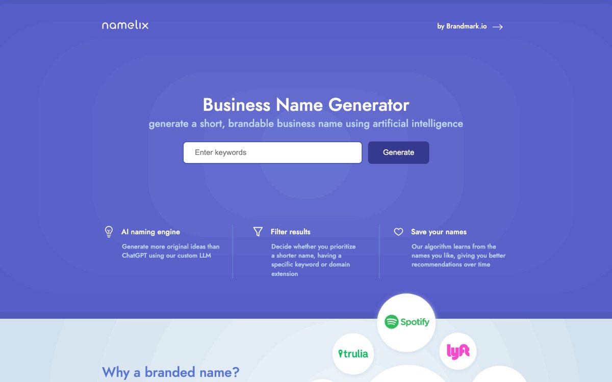 Namelix homepage
