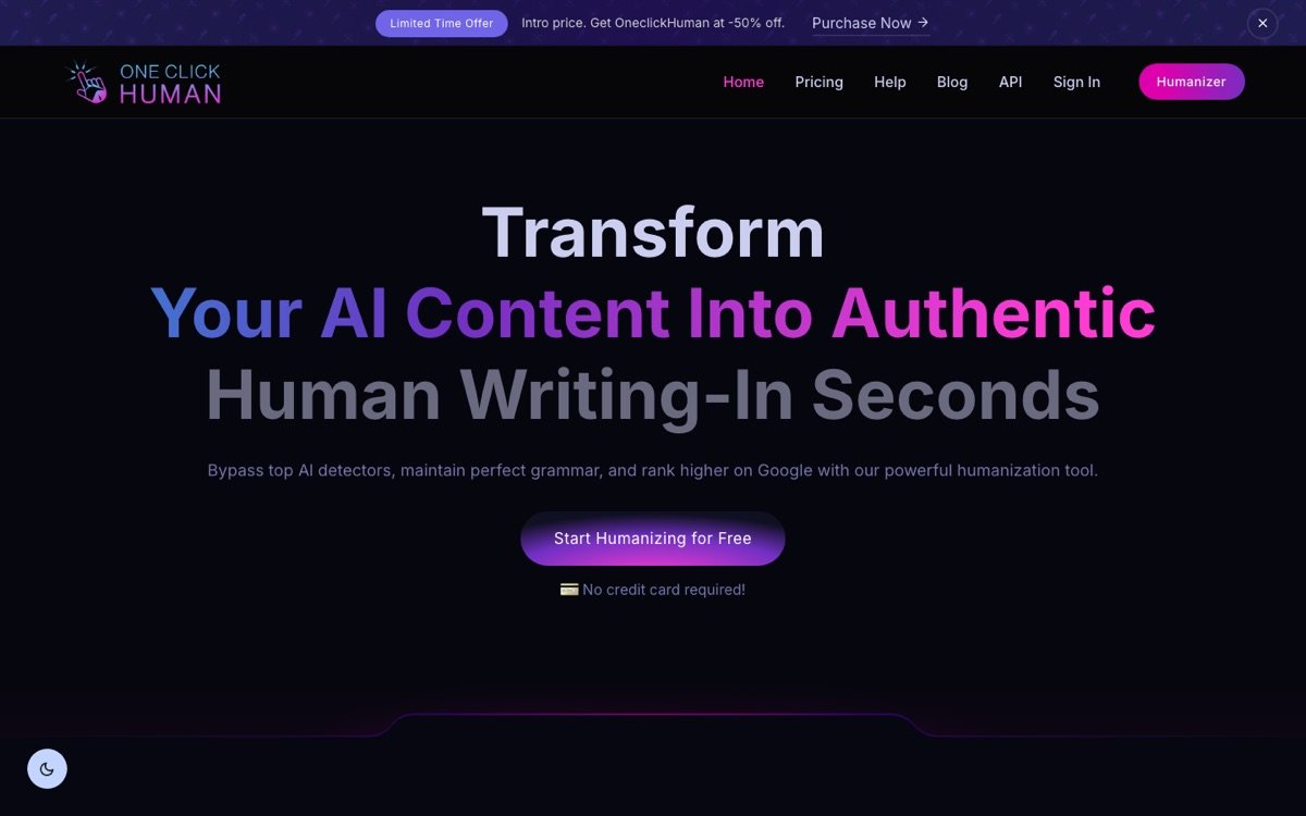 Oneclickhuman homepage