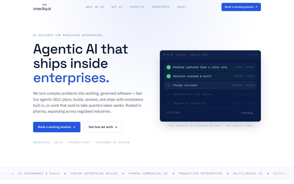 Onecliq homepage