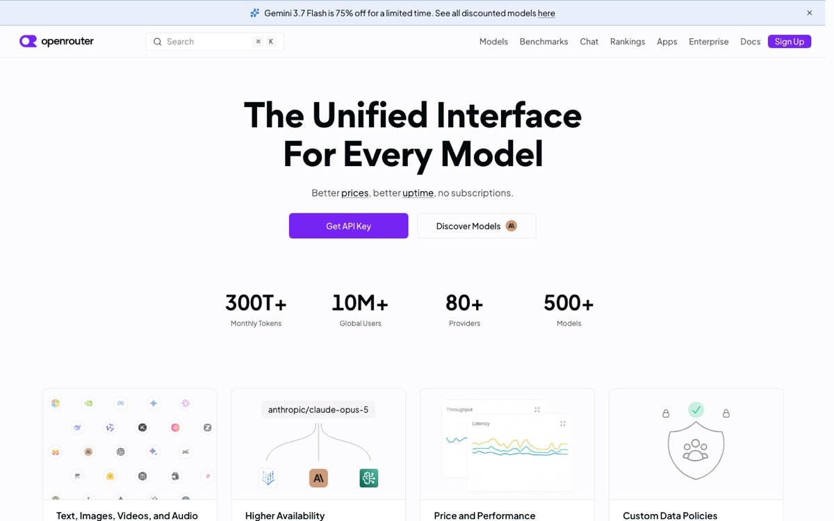 OpenRouter homepage