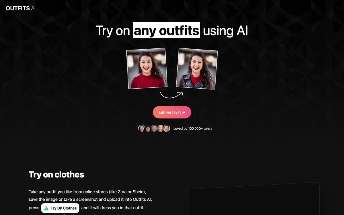 Outfits Ai homepage