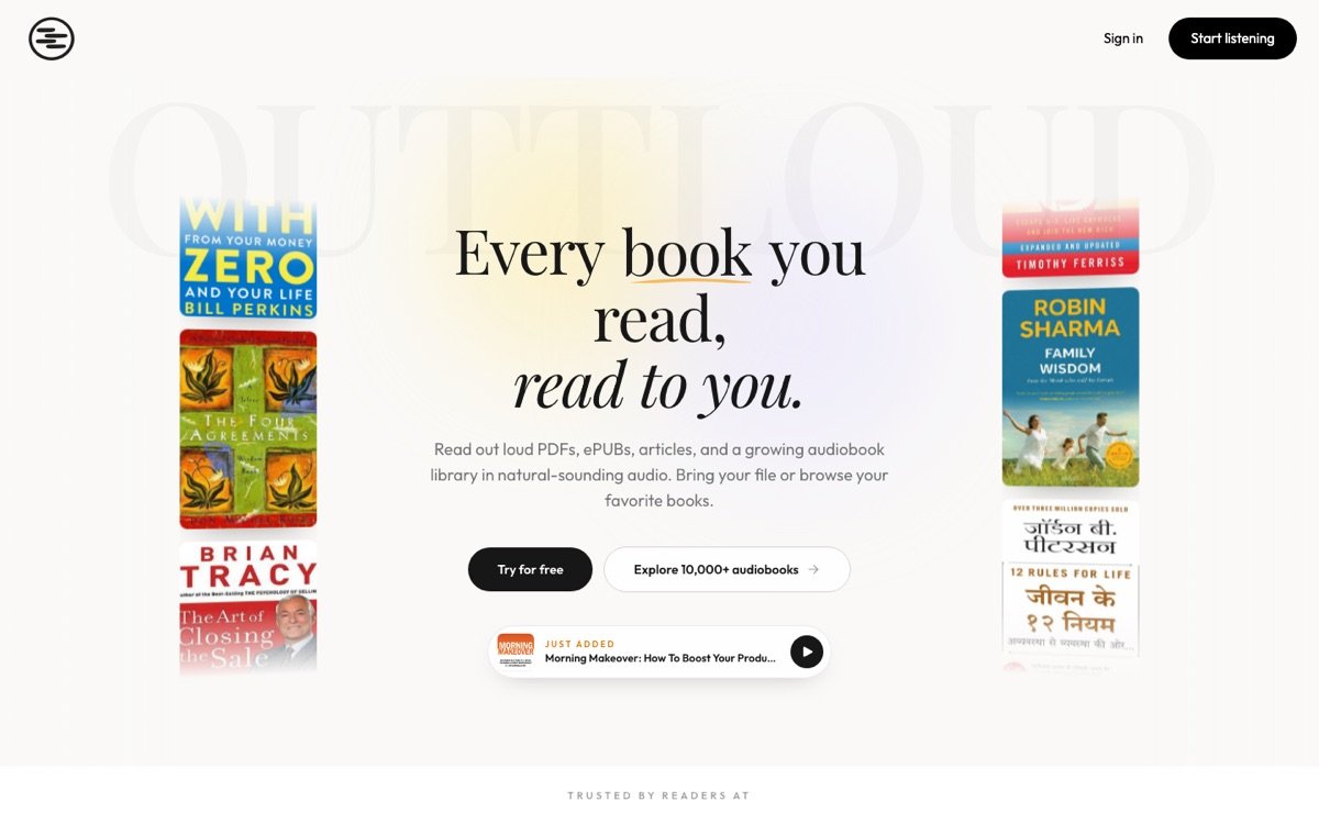 Outtloud homepage