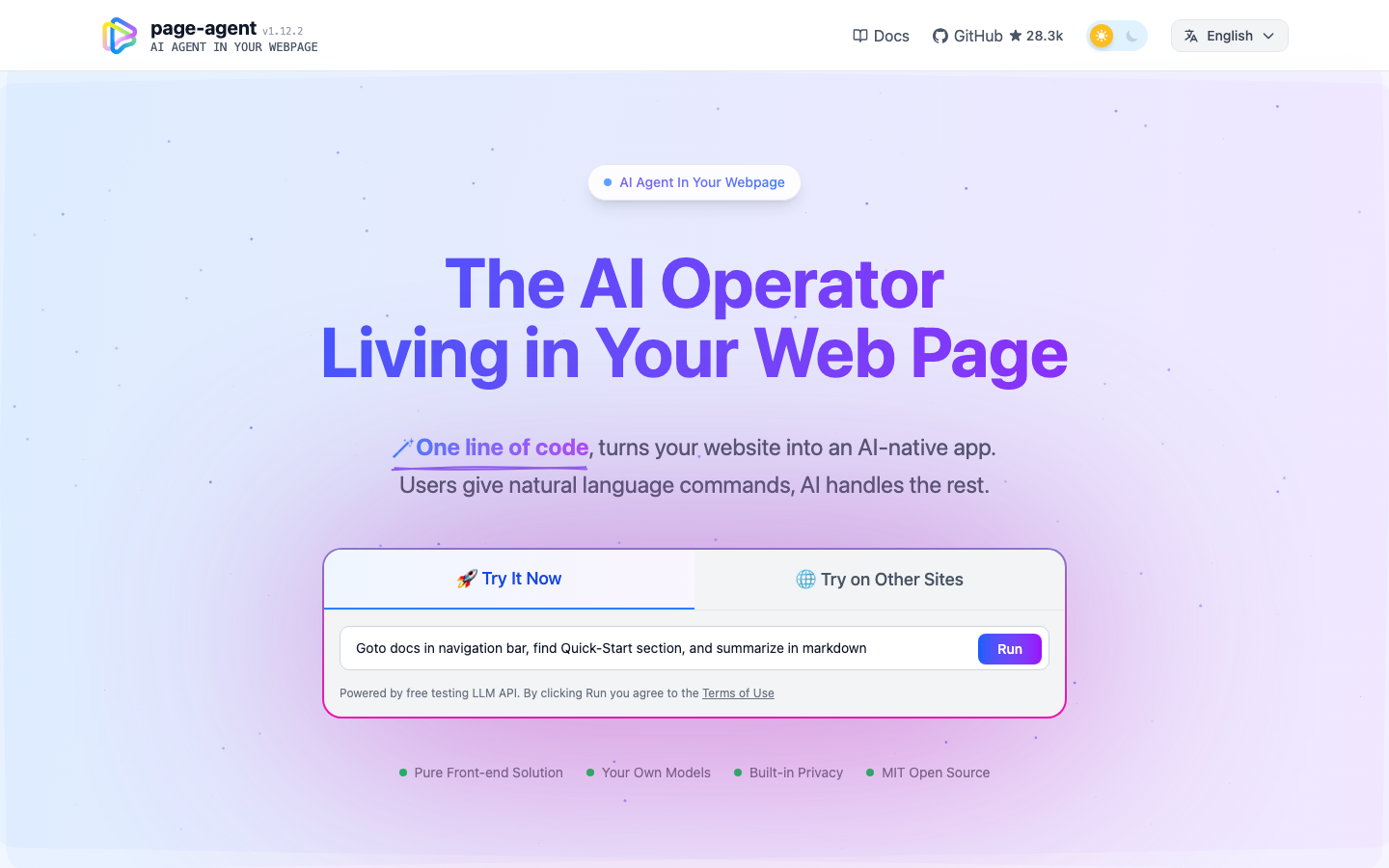 Page Agent homepage
