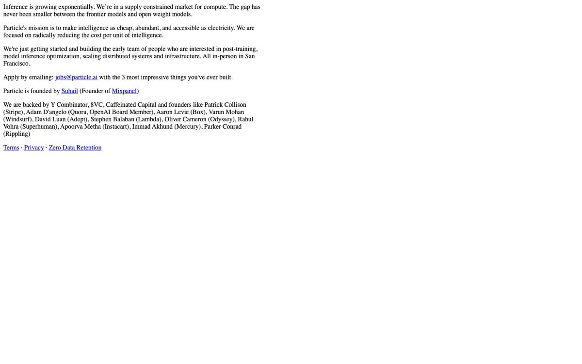 Particle homepage