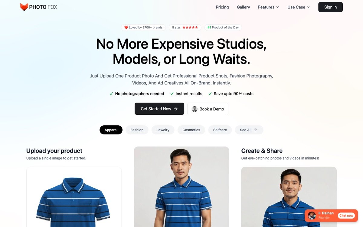 Photofox Ai homepage