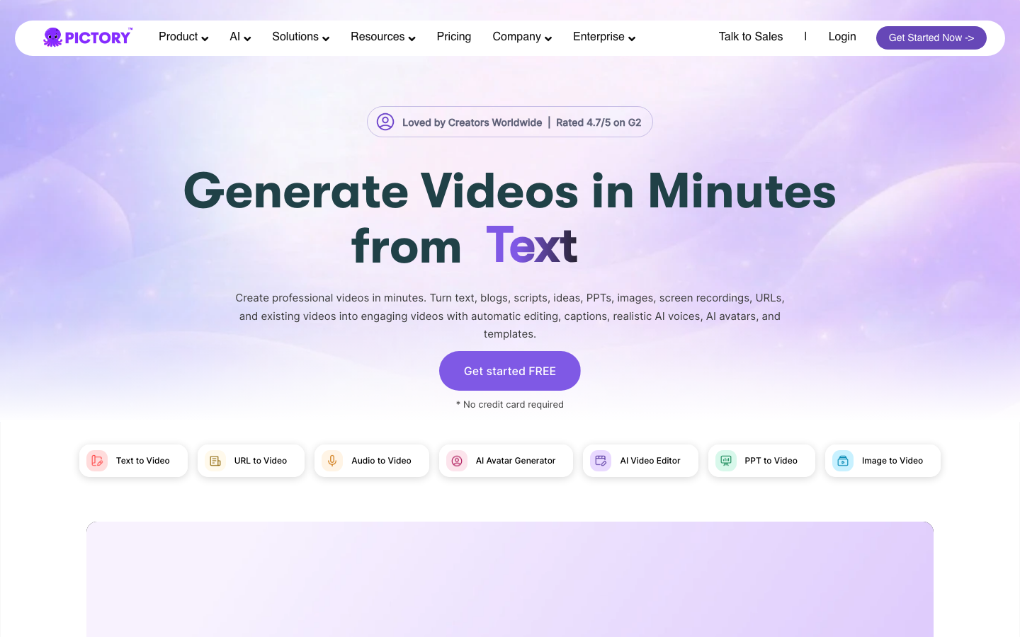 Pictory homepage