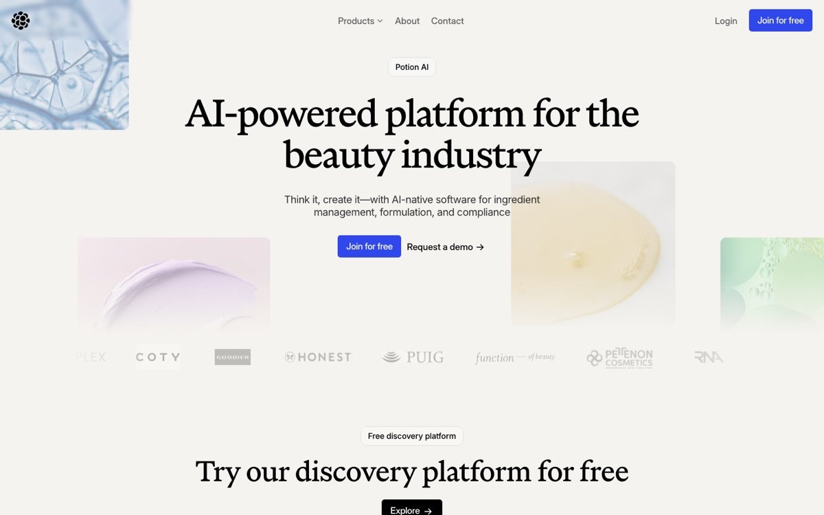 Potion homepage