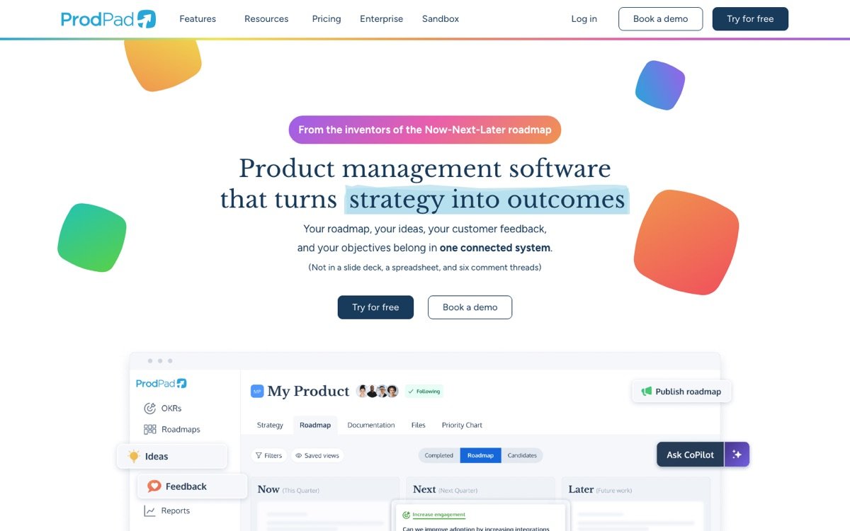 Prodpad homepage