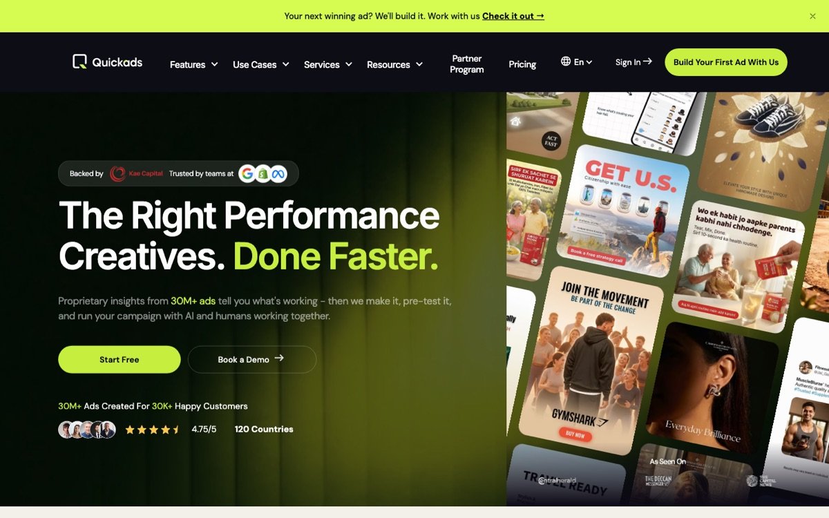 Quick Ads homepage