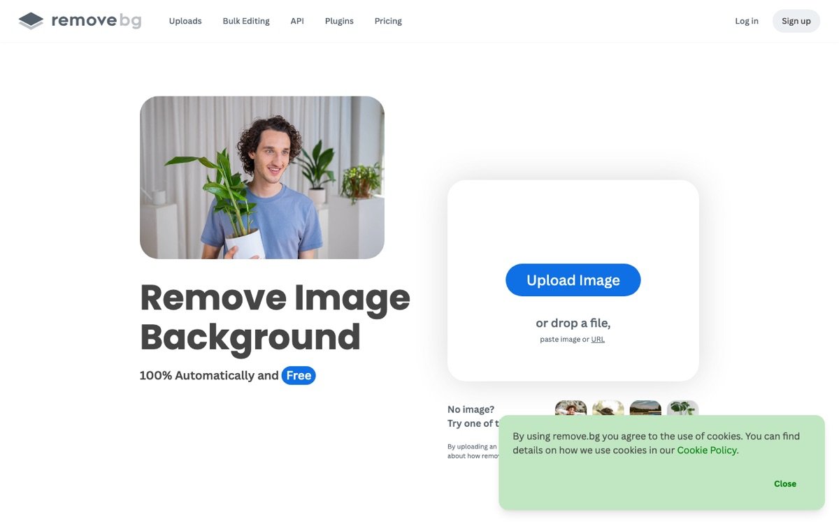Remove Bg homepage