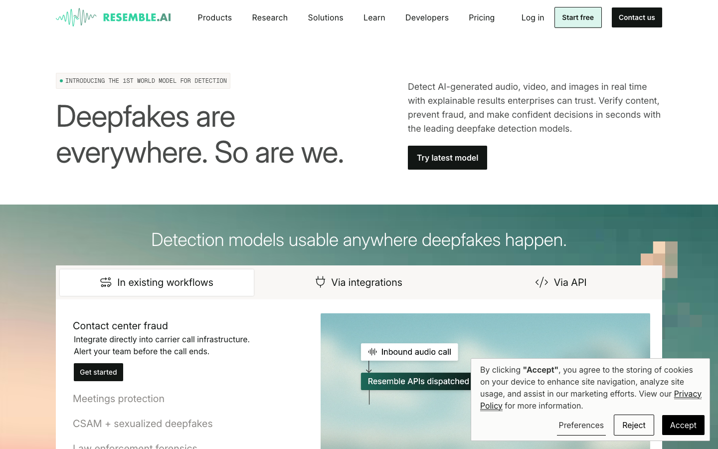 Resemble AI homepage