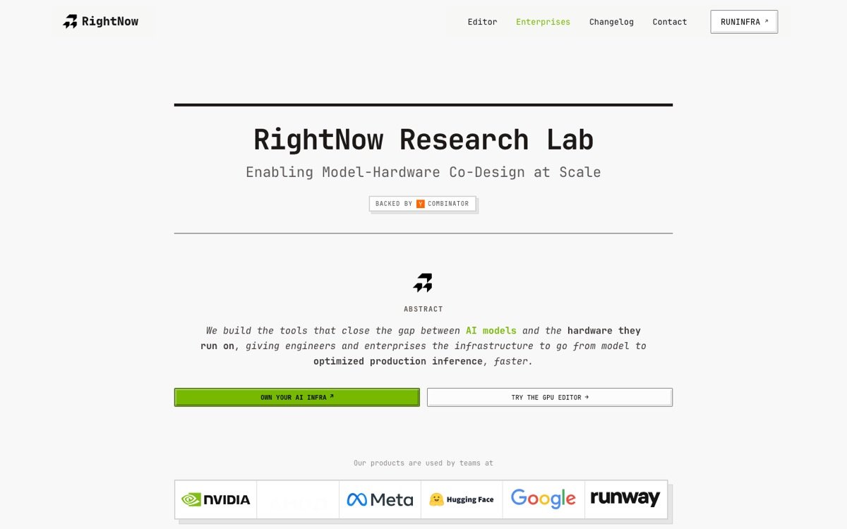 Rightnow Ai homepage