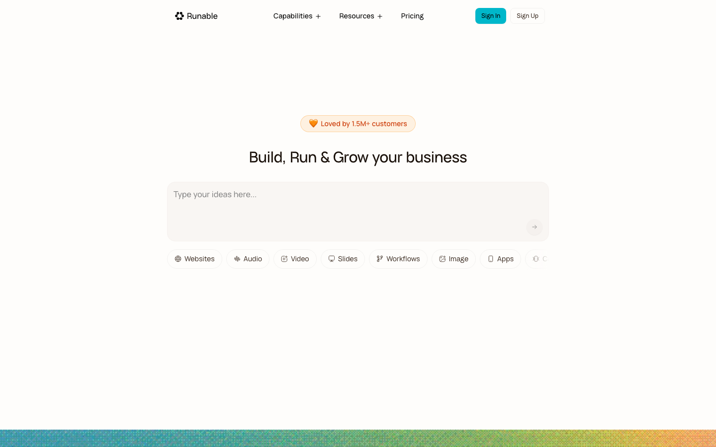 Runable homepage