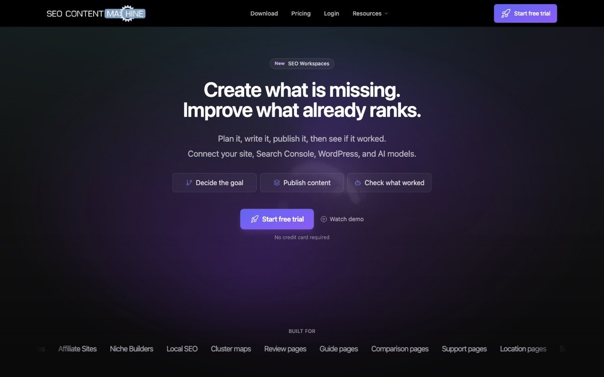 Seo Content Machine homepage