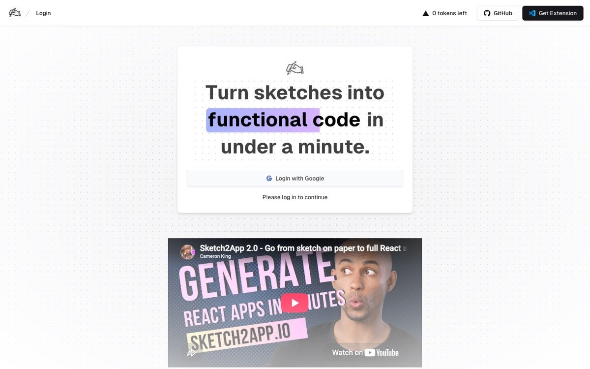 Sketch2app homepage